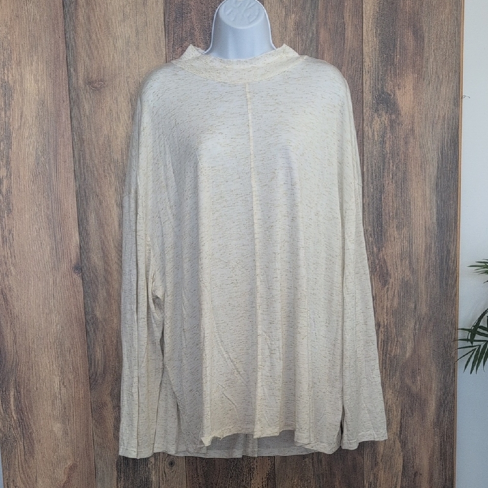 Terra & Sky Cream Cowl Neck Plus Size Oversized Sweater 3X